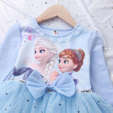 Girls Frozen Princess Dress Baby Girl Elsa Long Sleeve Pure Cotton Dress-TB00838-Veeddydropshipping